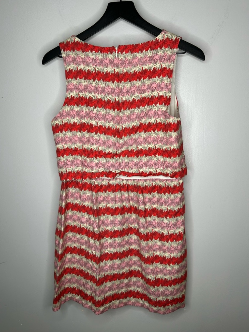 Topshop Red and Pink Linen Blend Striped Mini Dress Size 8 - Picture 5 of 9